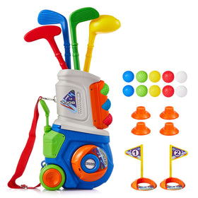 PJG Toddler Golf Set cart with retractable handle enhances portability and storage.