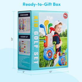 PJG Toddler Golf Set kid play in blue sparks imagination and active learning.