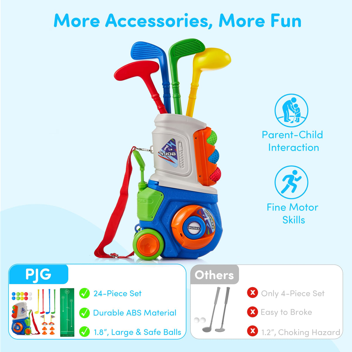 PJG Toddler Golf Set mat laid out for practice at home or in the park.