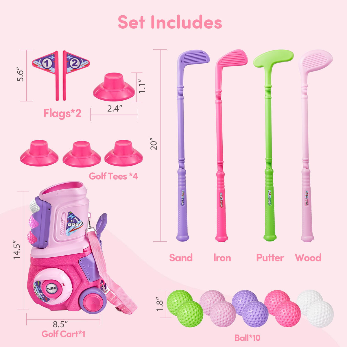 PJG tees and flags included for quick, versatile setup