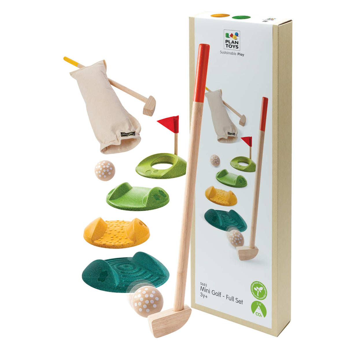 PlanToys Mini Golf Set full view, ideal for imaginative play with eco-friendly materials.