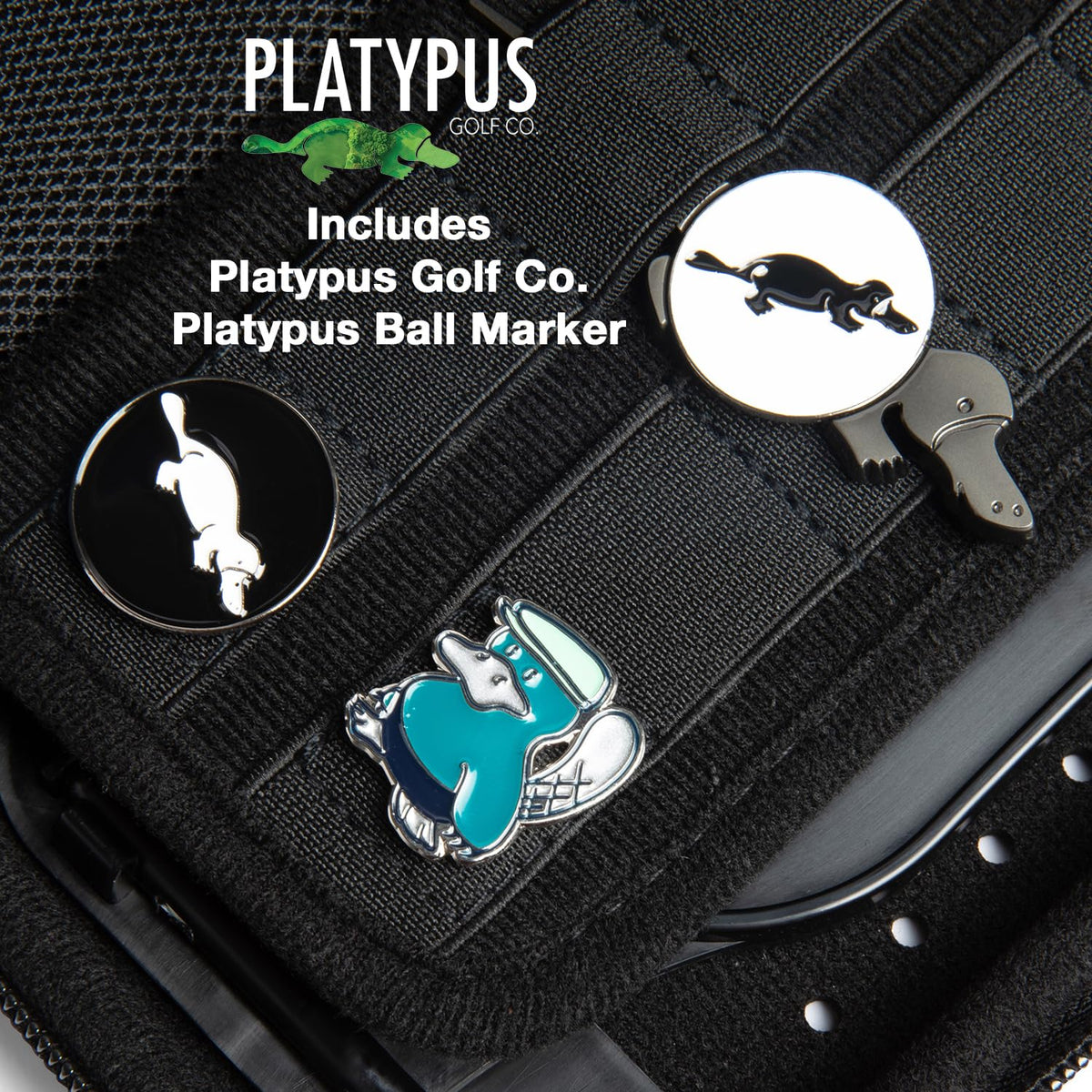 Platypus Golf Co. Carabiner clip enables fast attachment to your golf bag.