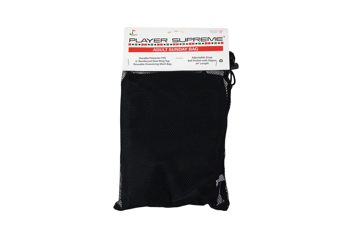 Player Supreme Sunday bag with 6-inch steel ring top for durable structure.