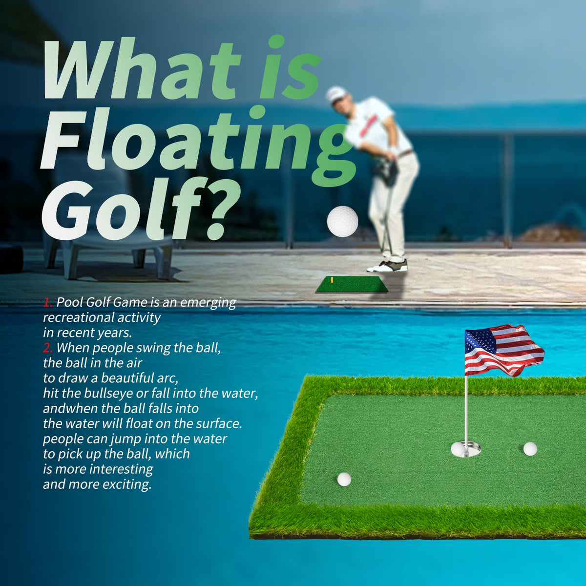 PLBBJH floating golf green with central 7 inch target improves aim during play