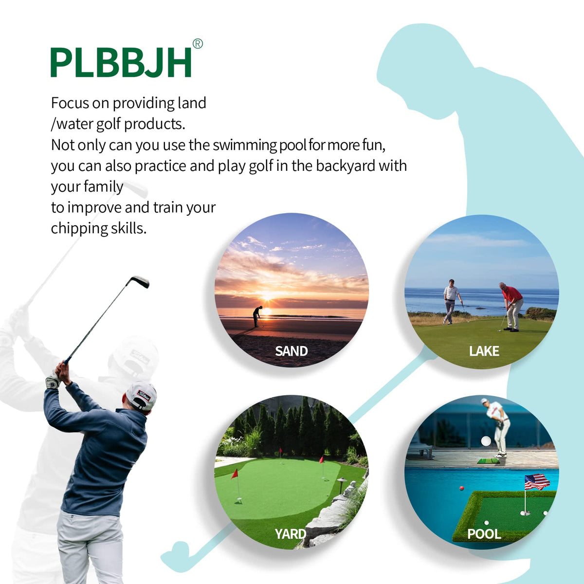 PLBBJH complete kit includes green, mat, balls, and tees for ready-to-play sessions