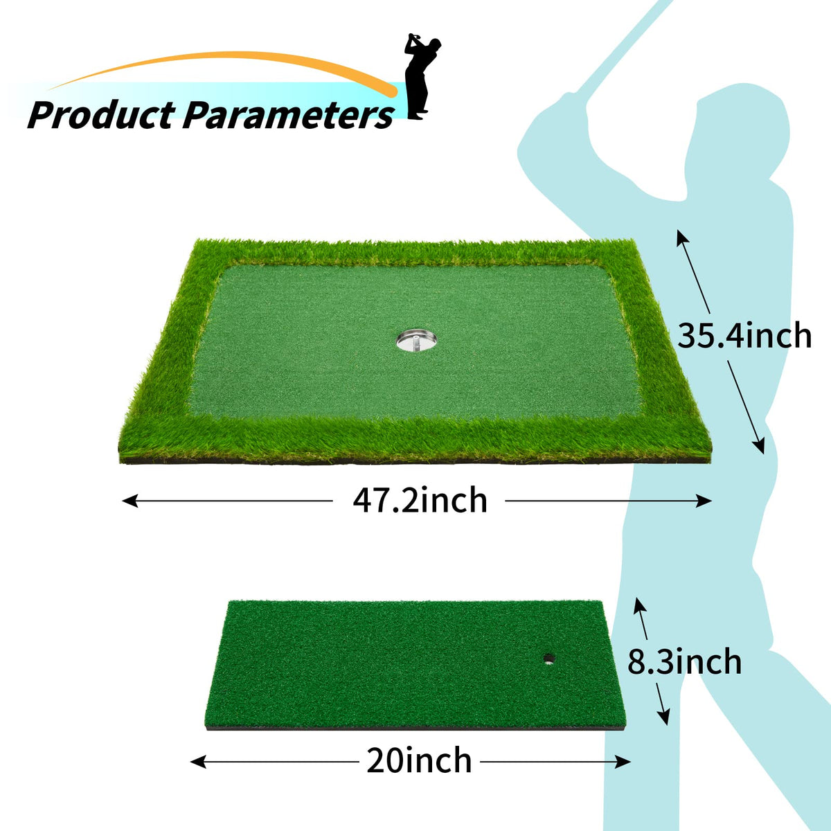PLBBJH floating golf green shows extended rough area to keep balls in play