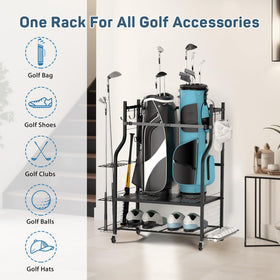 PLKOW golf storage rack side club rack featured, accommodating up to 18 clubs