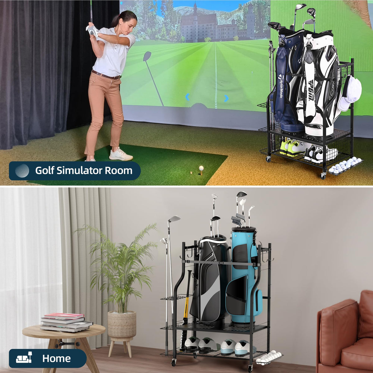 PLKOW golf storage rack steel construction visible, designed for durability and long-term storage