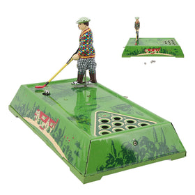 plplaaoo Clockwork Vintage Tinplate Golf Toy includes five steel balls