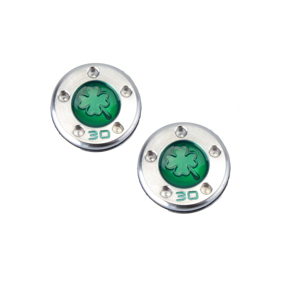 PLUSKER golf putter weights with green four-leaf clover pattern for adjustable balance