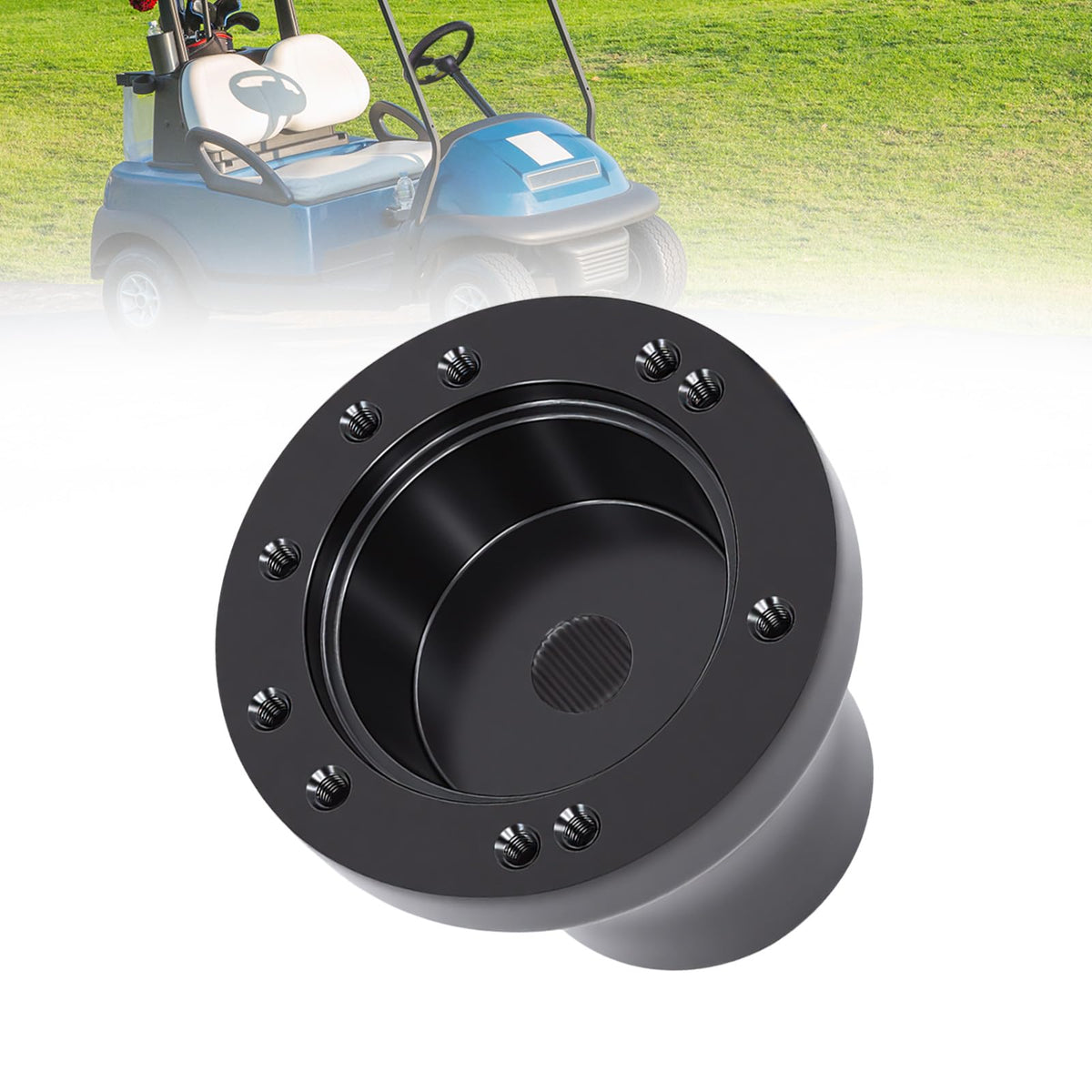 Podoy steering wheel adapter on Yamaha G2-G29 for a secure upgrade.