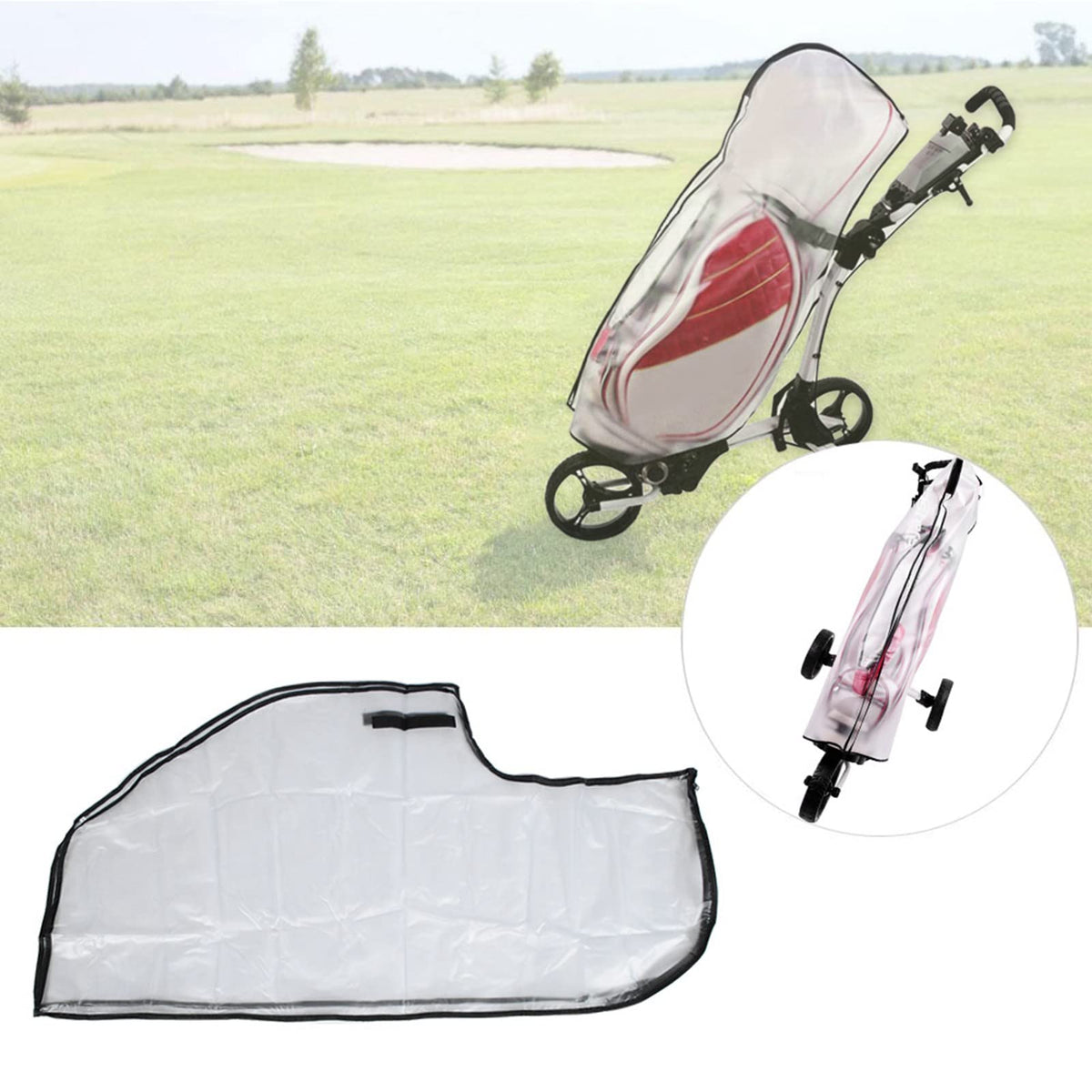 POENVFPO easy-slip-on cover fits multiple golf bag sizes.