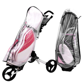 POENVFPO waterproof golf bag cover protects clubs from rain and dust.