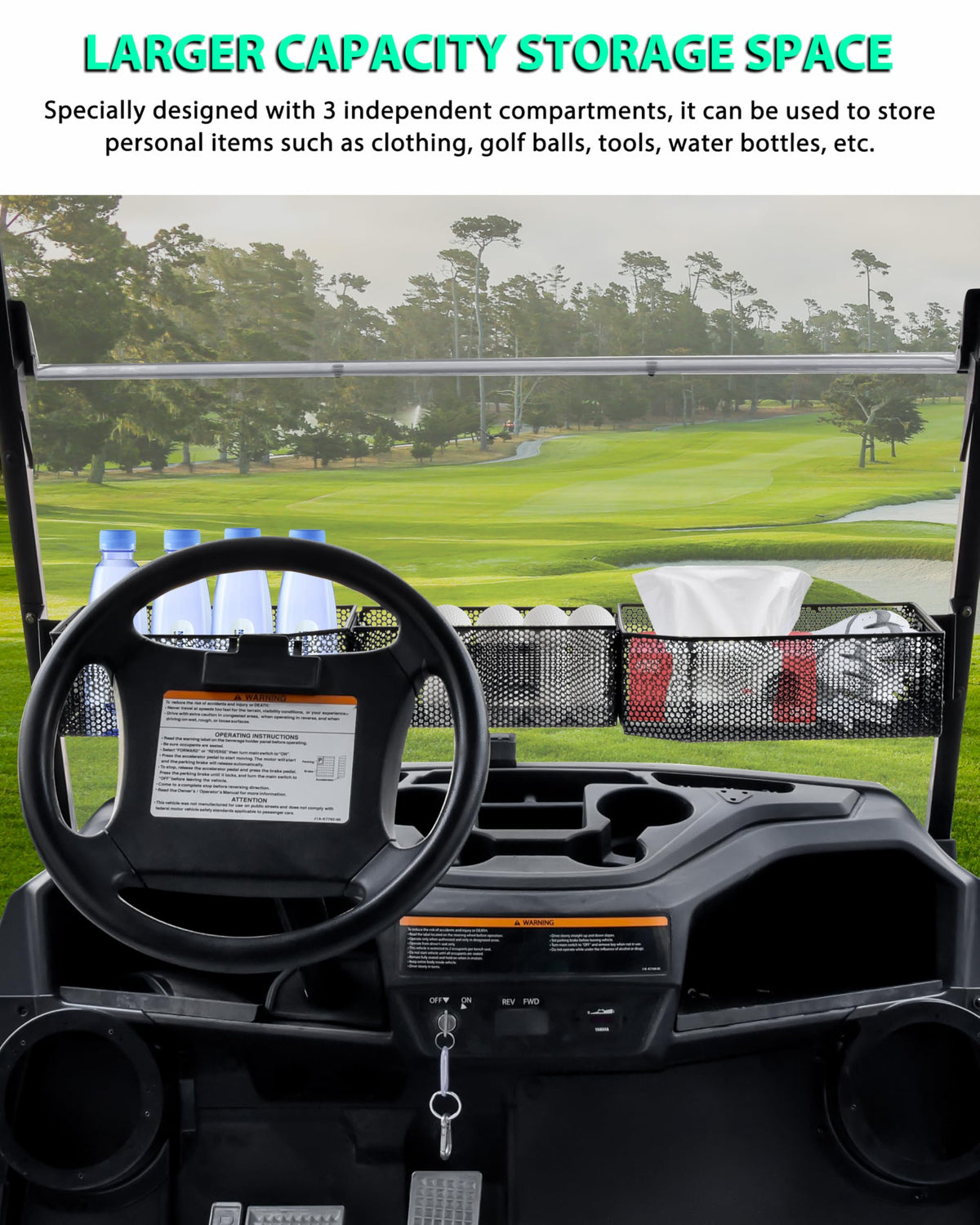 POKIAUTO black powder-coated metal construction resists scratches for daily golf cart use.