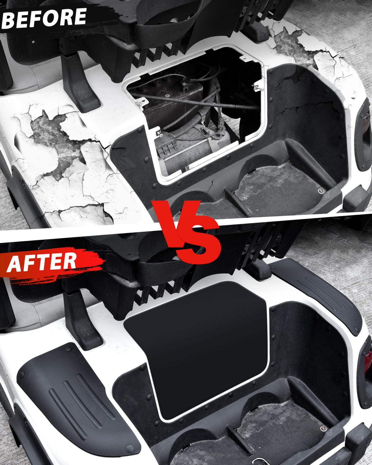POKIAUTO EZ-GO RXV rear scuff guard panel detail highlights durability.