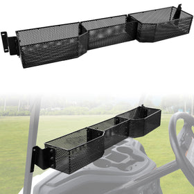 POKIAUTO inner front storage basket on Yamaha Drive2 G29, organized three compartments for essentials.