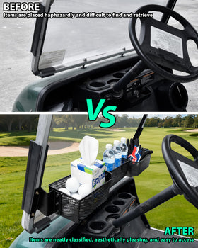 POKIAUTO basket with three compartments organizes keys, water, and golf balls