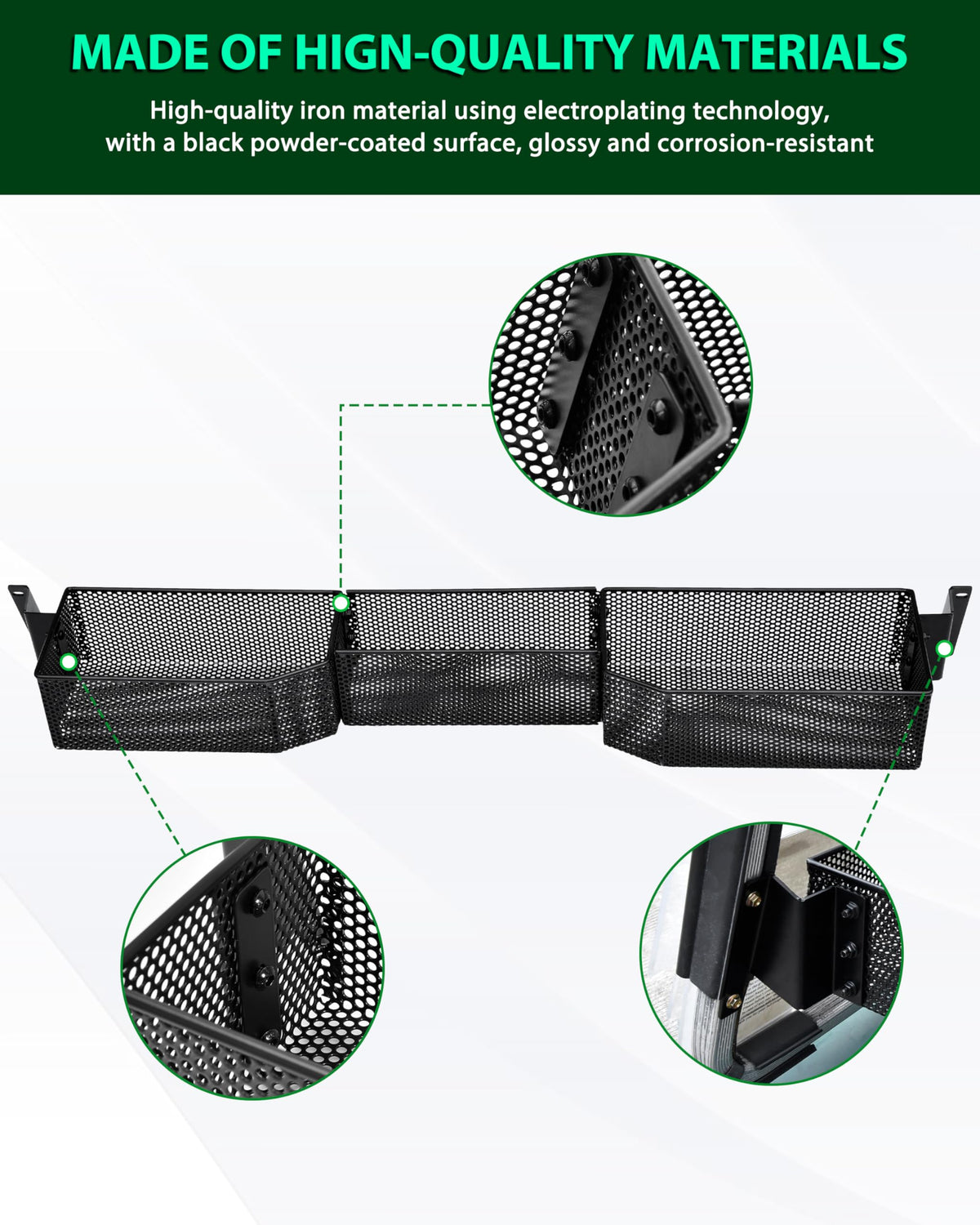 POKIAUTO front basket includes mounting brackets and screws for quick installation