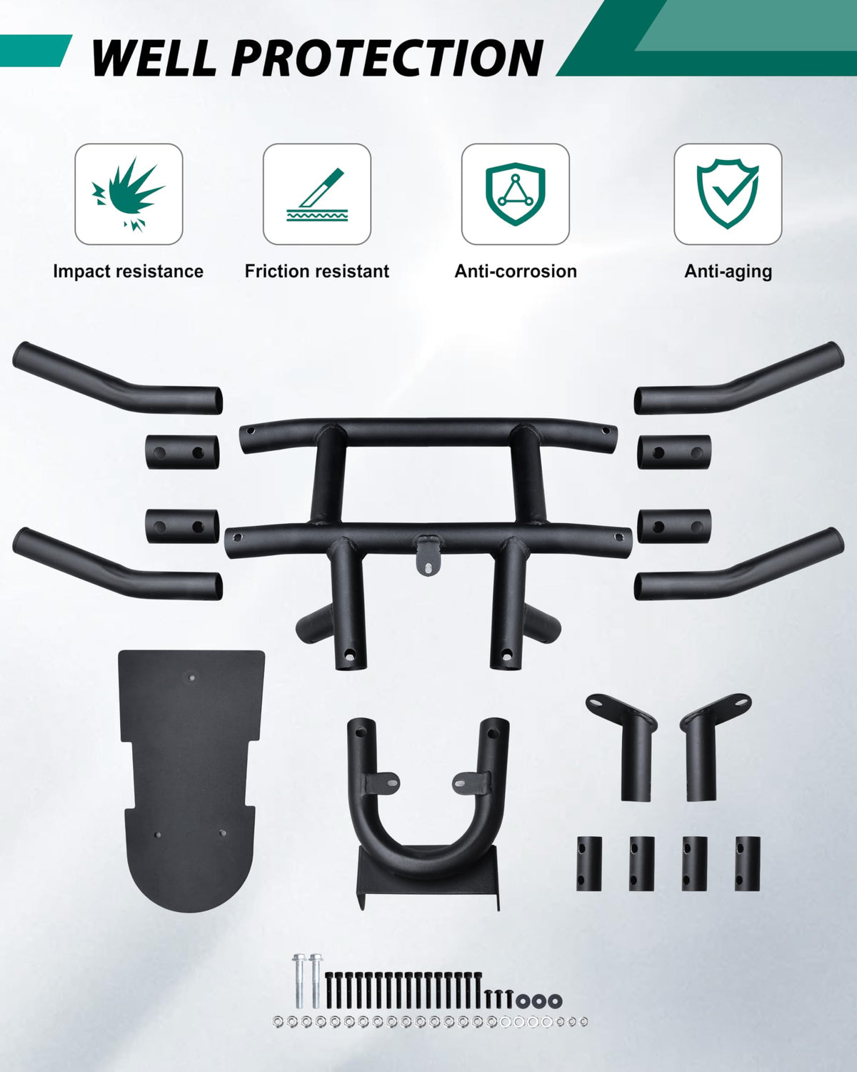 POKIAUTO bumper guard includes mounting hardware for quick setup.