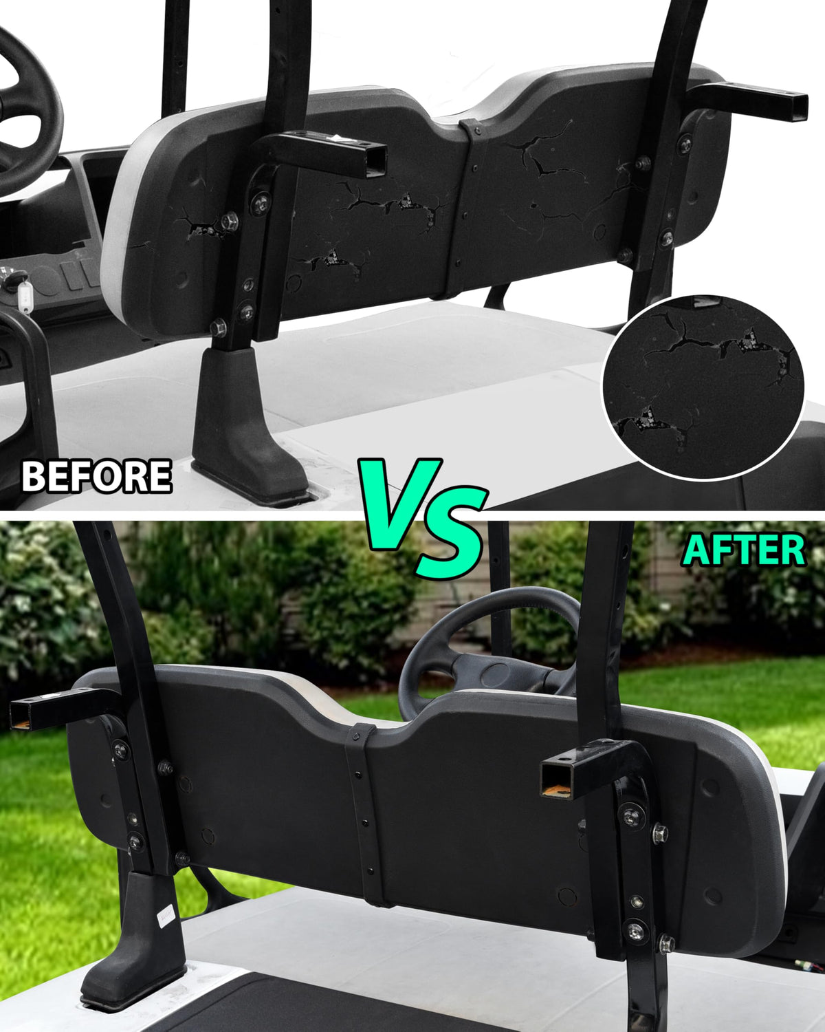 POKIAUTO seat back cap black finish highlights sleek, dirt-resistant appearance