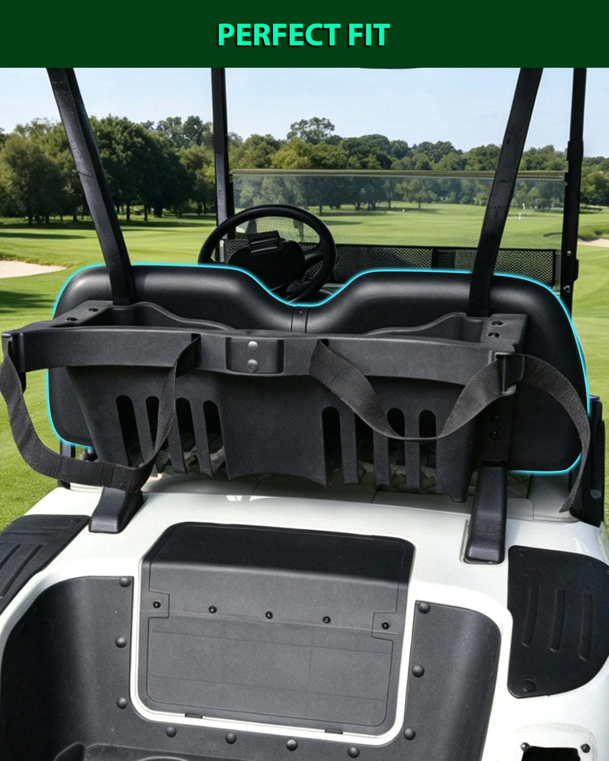 POKIAUTO seat back cap top view; low-profile, clean styling for EZGO RXV