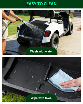 POKIAUTO easy-clean rear mat that cleans with water or damp cloth.
