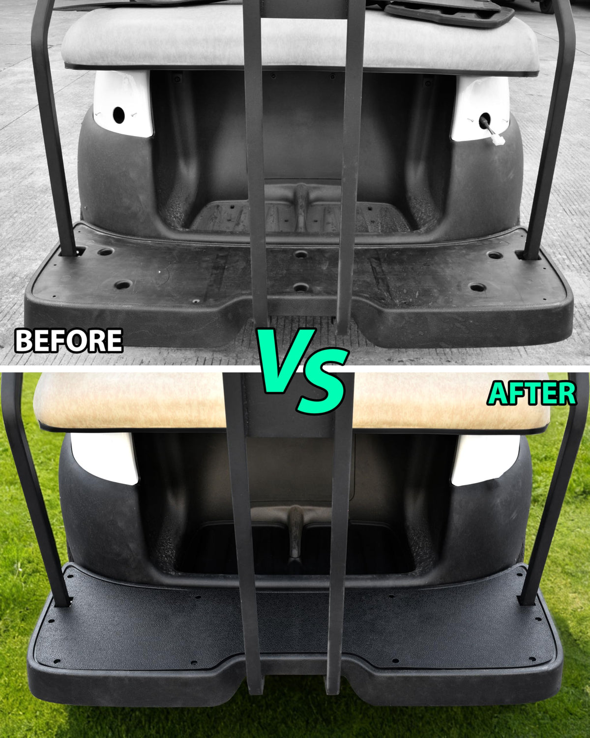 POKIAUTO TPE rear footdeck protection shows full coverage guard against slush and sand.