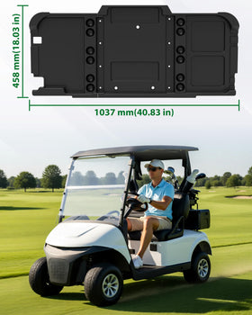 Black finish POKIAUTO under-seat organizer panel for EZGO RXV Valor.