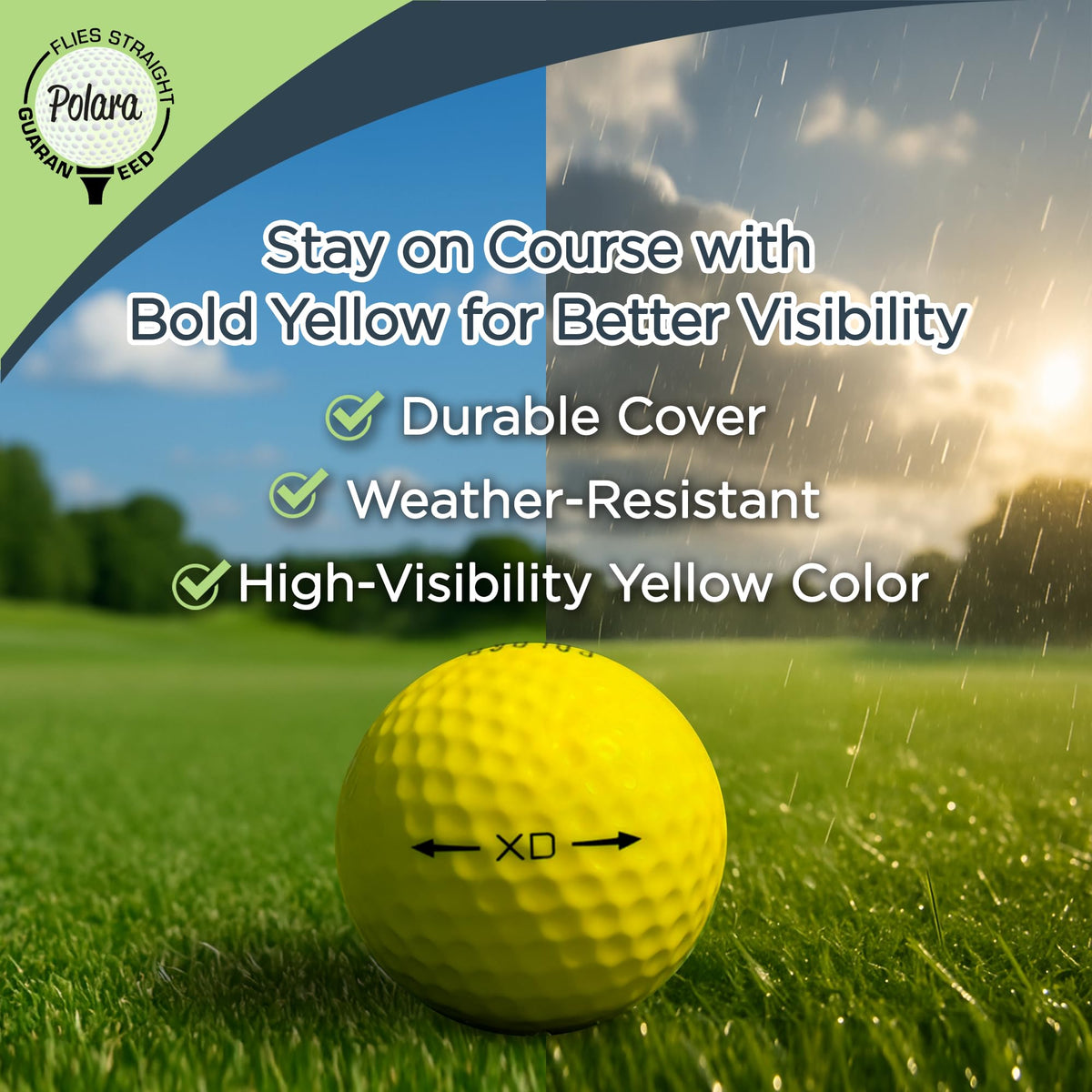 Polara anti-slice correction balls reduce side spin for straighter flights.