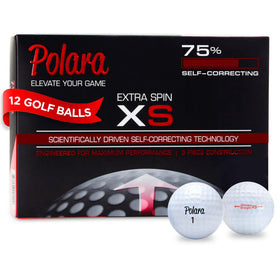 Polara golf balls 12-pack anti-slice closeup showing straight flight