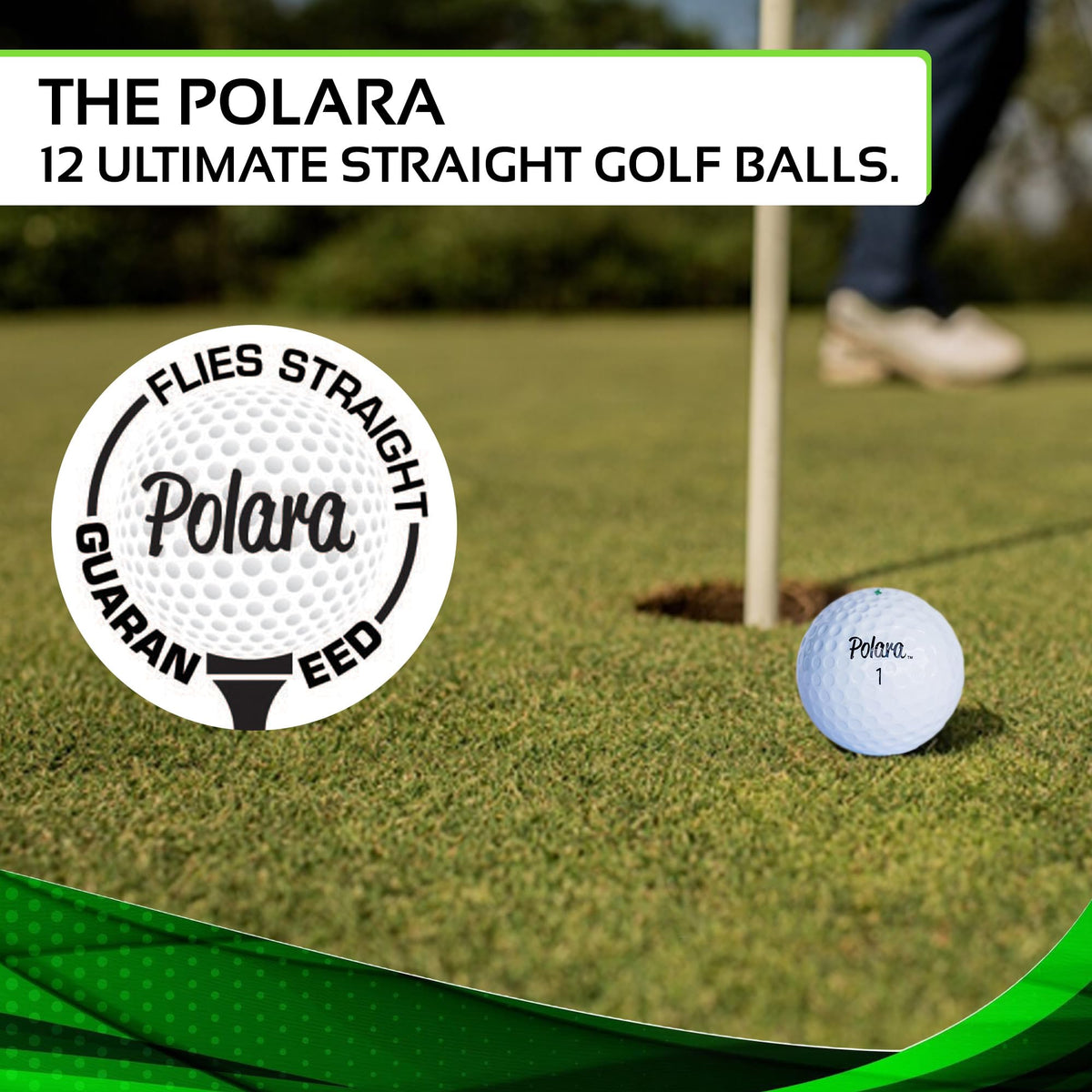 Polara golf balls, soft feel at impact, enhancing control across club range.
