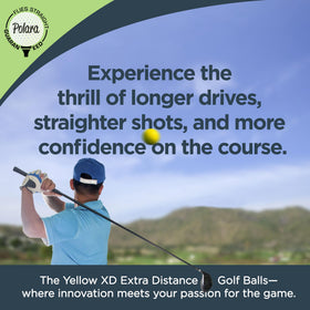 Polara yellow balls stored in a golf bag ready for practice rounds.