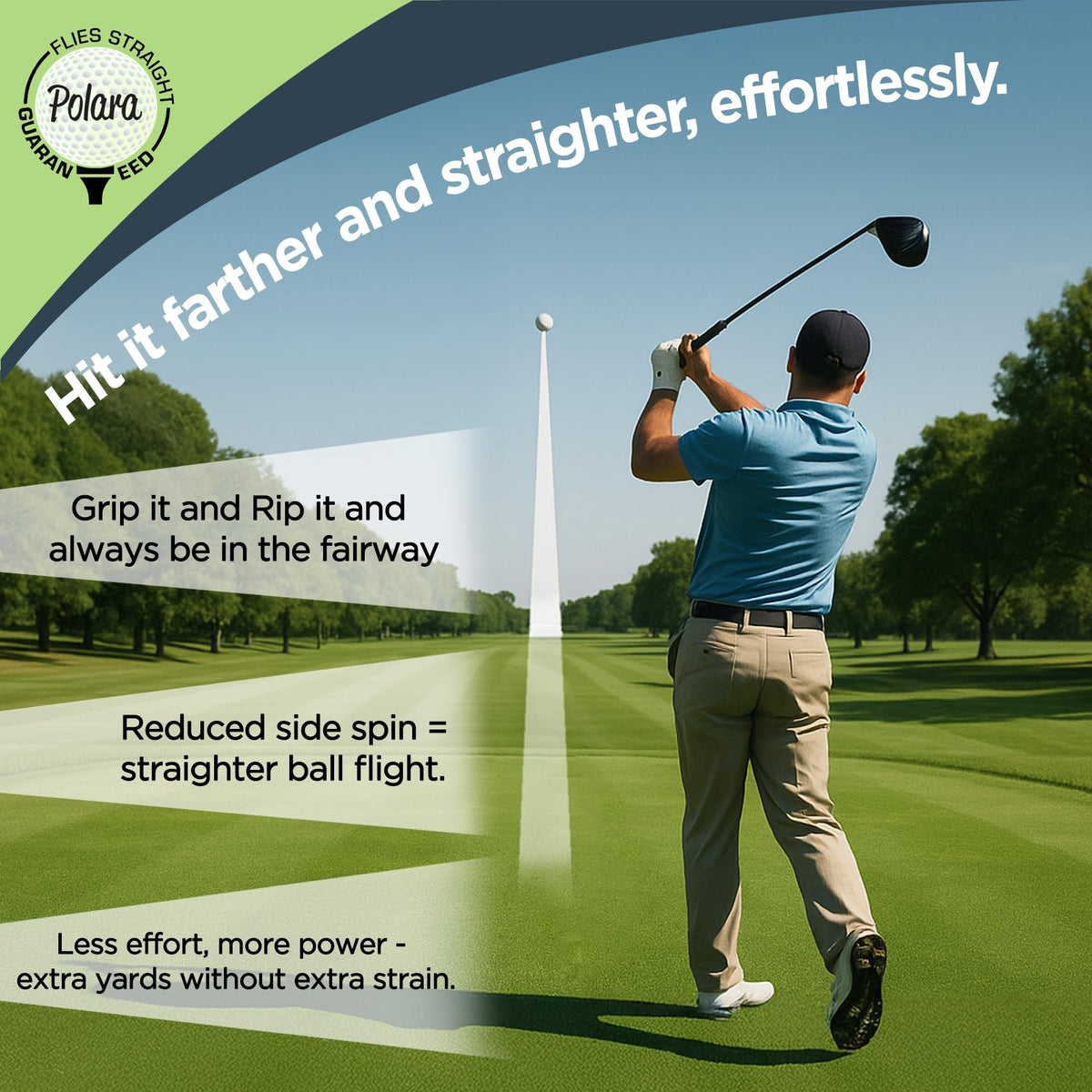 Polara Self-Correcting Golf Balls showing dimple pattern reducing drag for straighter shots