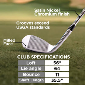 Polara Ultimate Spin Wedge highlights 56-degree loft for tight lies.