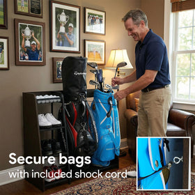 Ponsonbay golf bag storage includes a ball net to keep accessories organized