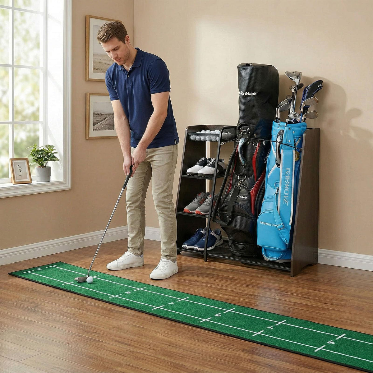 Ponsonbay golf bag storage ideal for garage, simulator room, or home office
