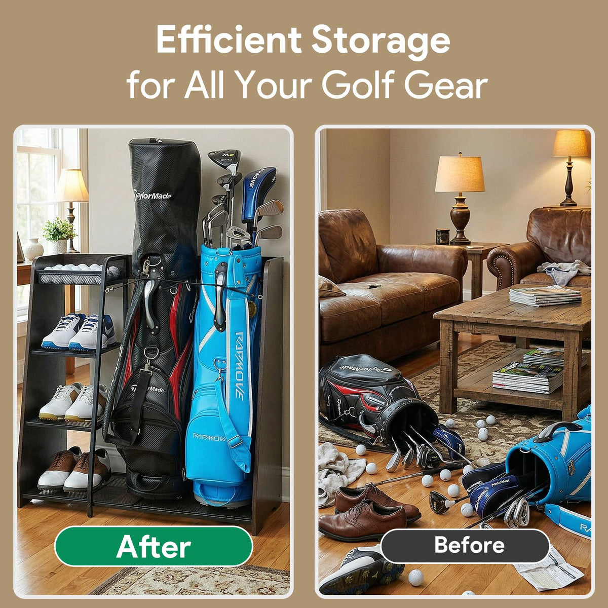Ponsonbay golf bag storage stainless steel mesh shelves blend style and strength