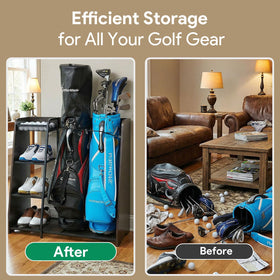 Ponsonbay golf bag storage stainless steel mesh shelves blend style and strength