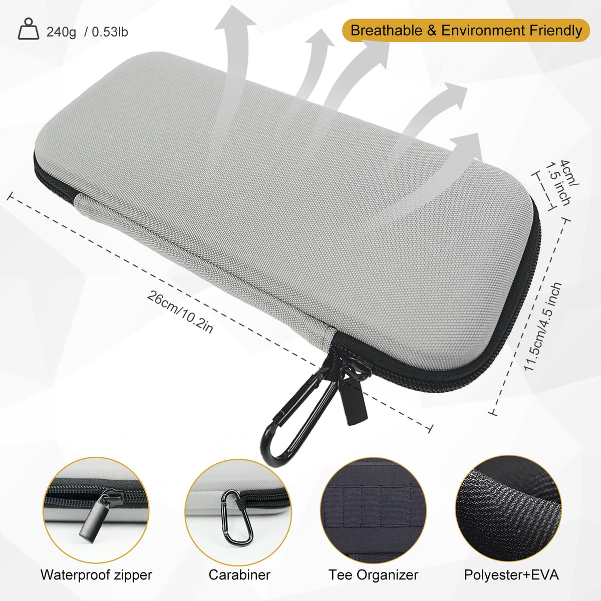 Ponsonbay durable waterproof shell protects golf gear indoors or outdoors.
