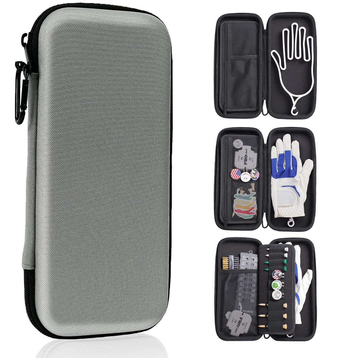 Ponsonbay Golf Glove Holder Case open showing compact organization for gloves and tools.