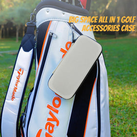 Ponsonbay compact travel case fits in a golf bag for quick access.