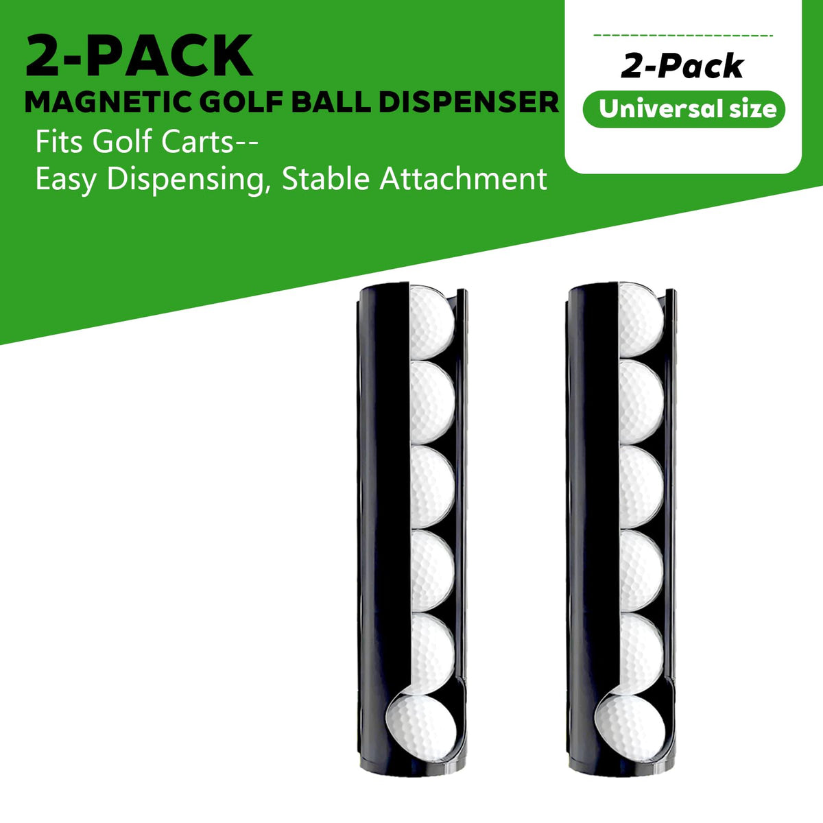 PoolTechX golf ball dispenser on the front strut enables quick access on the cart.
