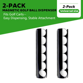 PoolTechX golf ball dispenser on the front strut enables quick access on the cart.