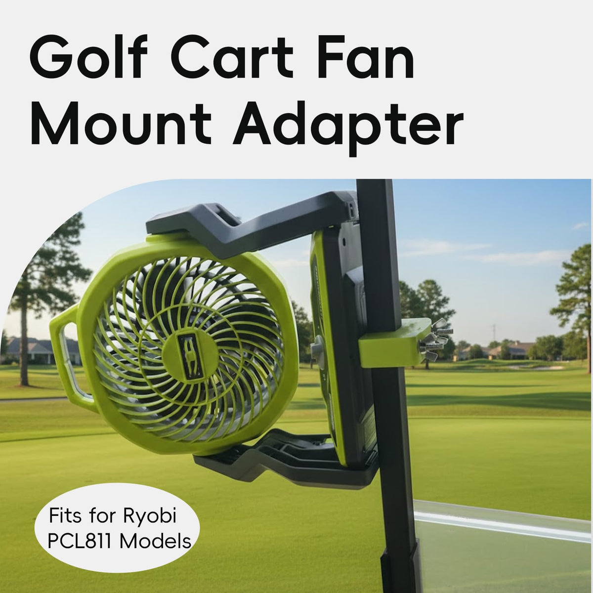 PoolTechX golf cart fan mount clip bracket secures fans quickly.