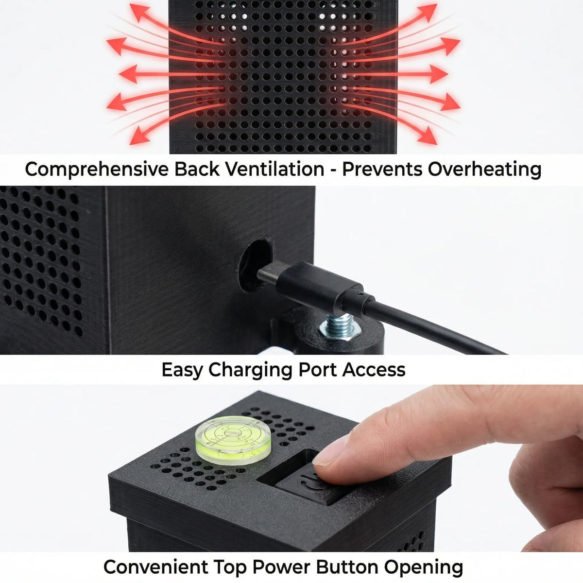 PoolTechX case cutouts provide USB-C and power access without removal