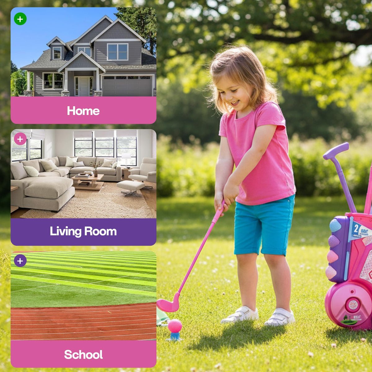 Pooravi Toddler Golf Set driver club for longer reach and excitement.
