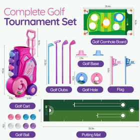 Pooravi Toddler Golf Set putting mat enhances aiming practice.