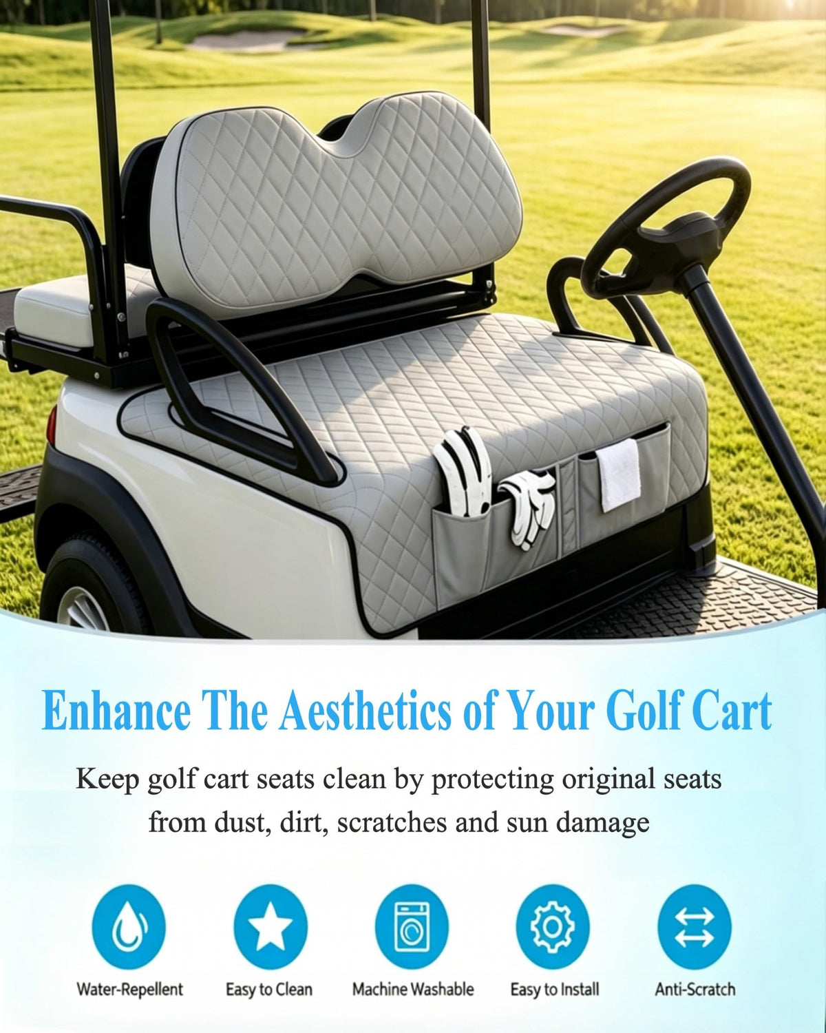 POPUBBY easy-install design simplifies setup on most two-seat carts