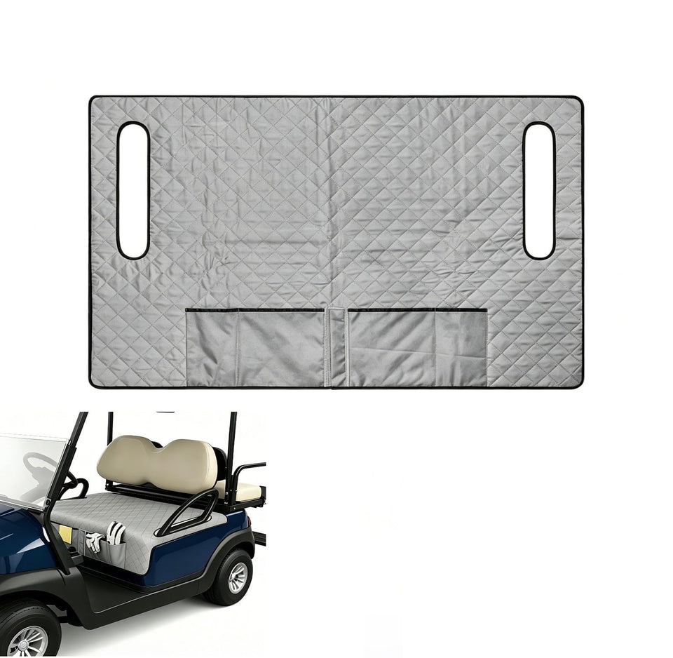POPUBBY golf cart seat cover with universal fit protects two-seater seats from wear