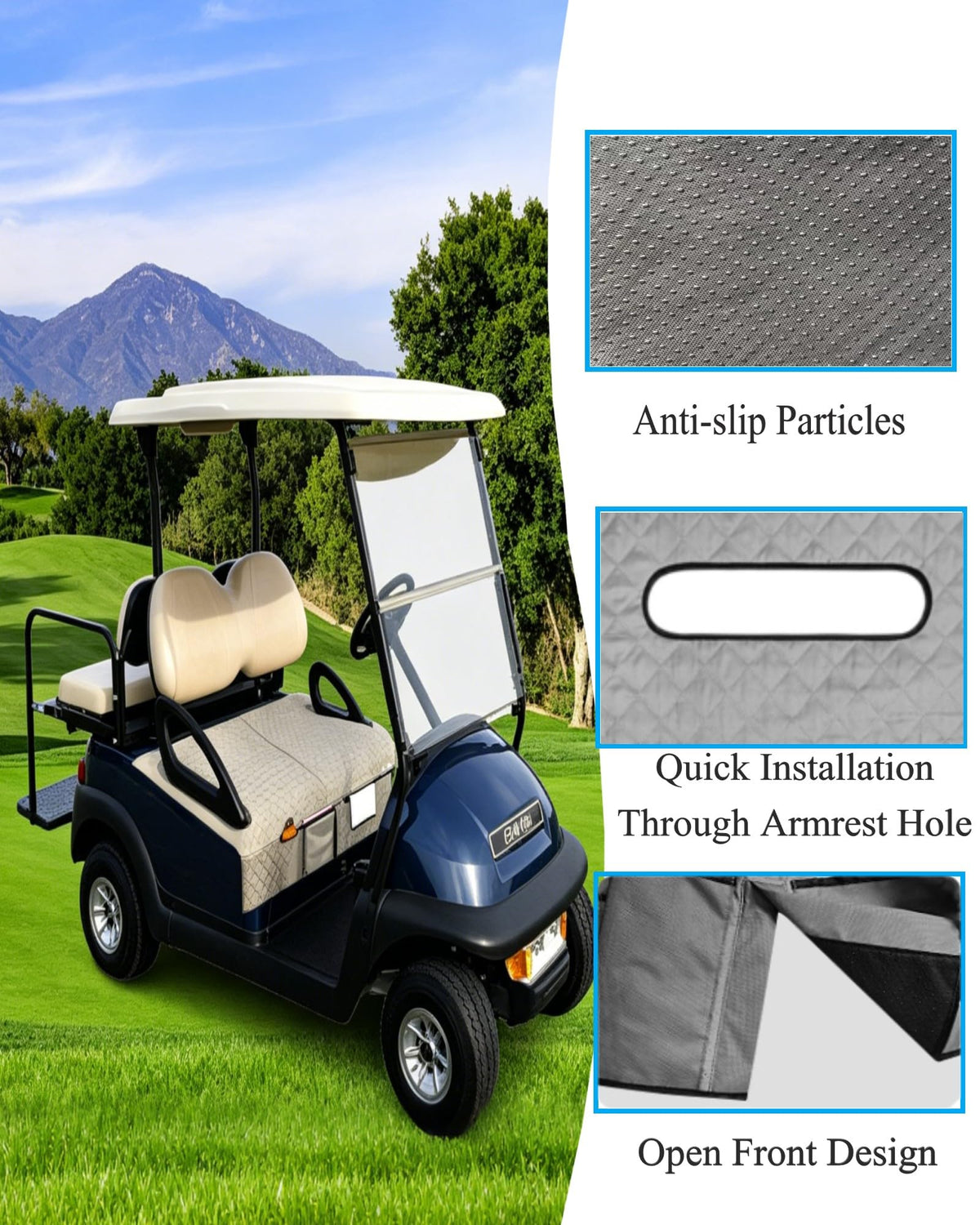 POPUBBY two-seater design fits most 2-passenger golf carts
